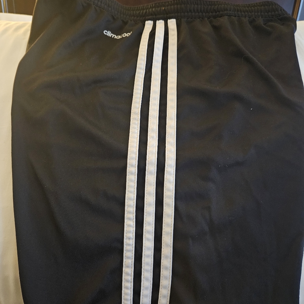 Boys Size Large, Adidas Black with White Stripes Athletic Shorts-No pockets